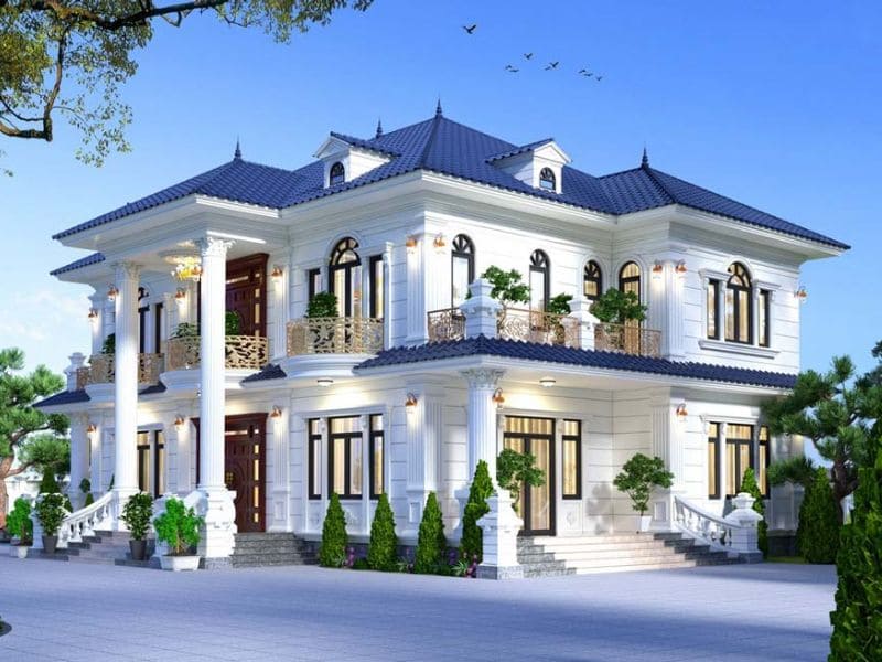 Biệt thự tân cổ điển 2 tầng mái Thái sang trọng