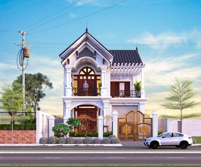 Biệt thự tân cổ điển 2 tầng mái thái đơn giản