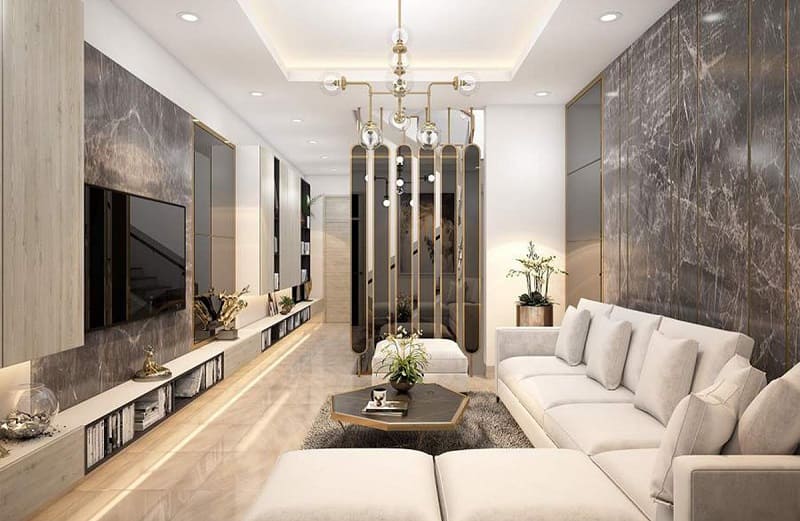 Hiện đại sang trọng với chất liệu đá và kim loại