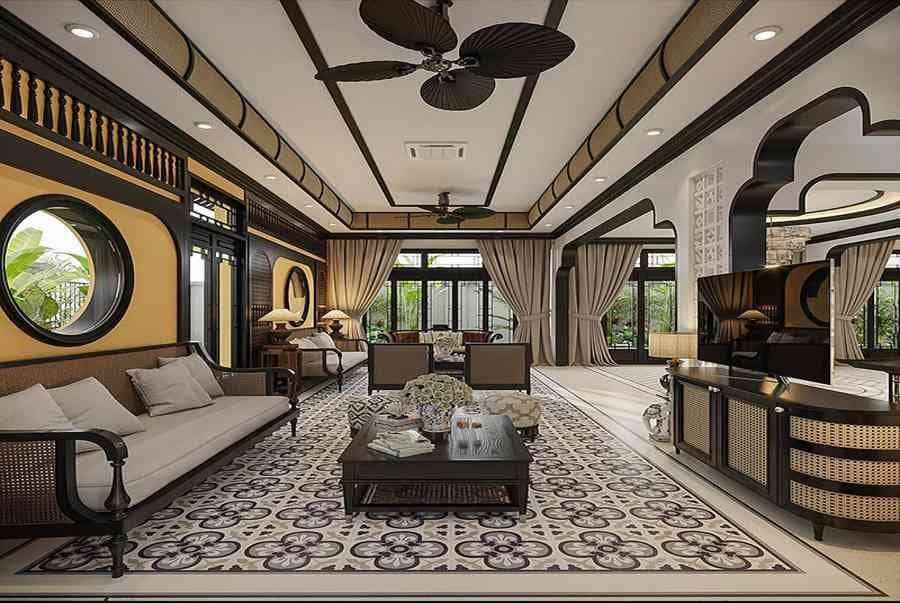 Phòng khách Indochine đậm nét truyền thống