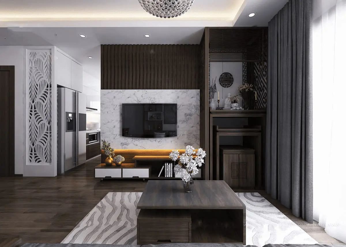 Không gian phòng khách chung cư