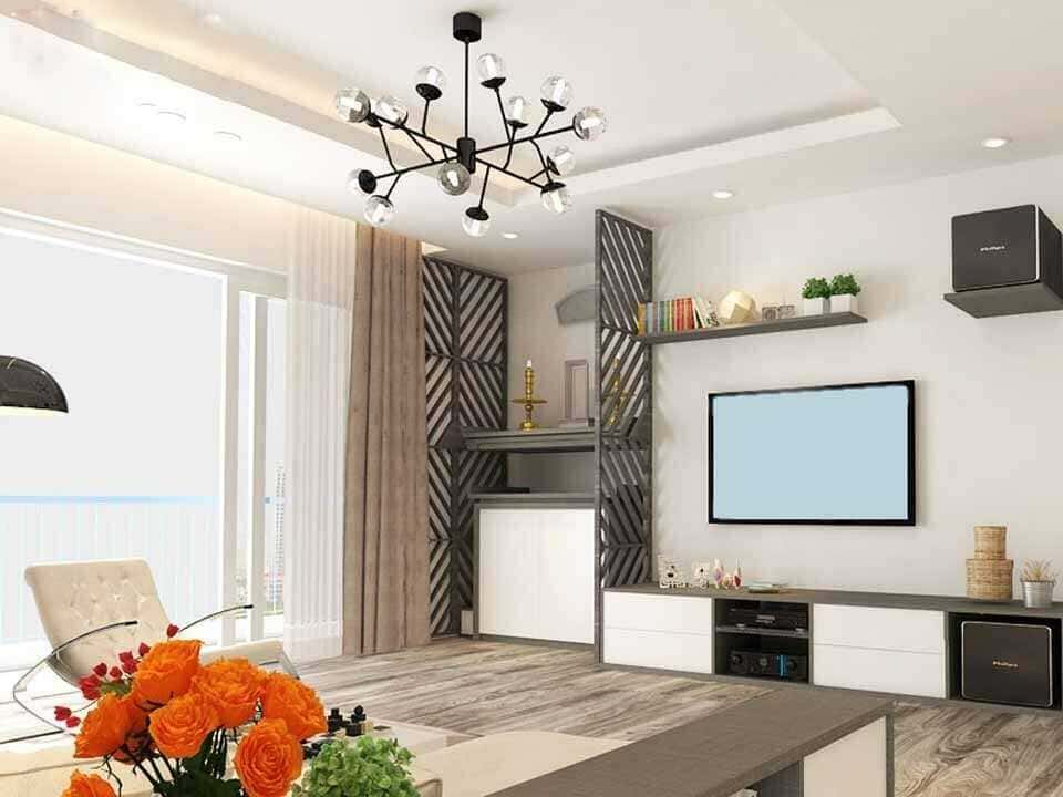 Phòng khách hiện đại tông sáng trẻ trung