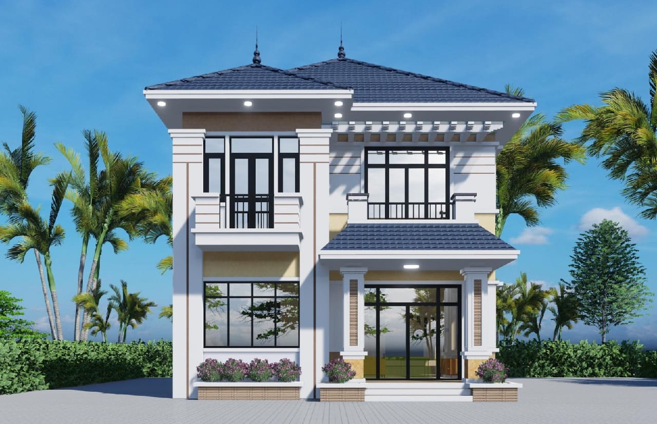 Mẫu thiết kế nhà ống 2 tầng mái Nhật 