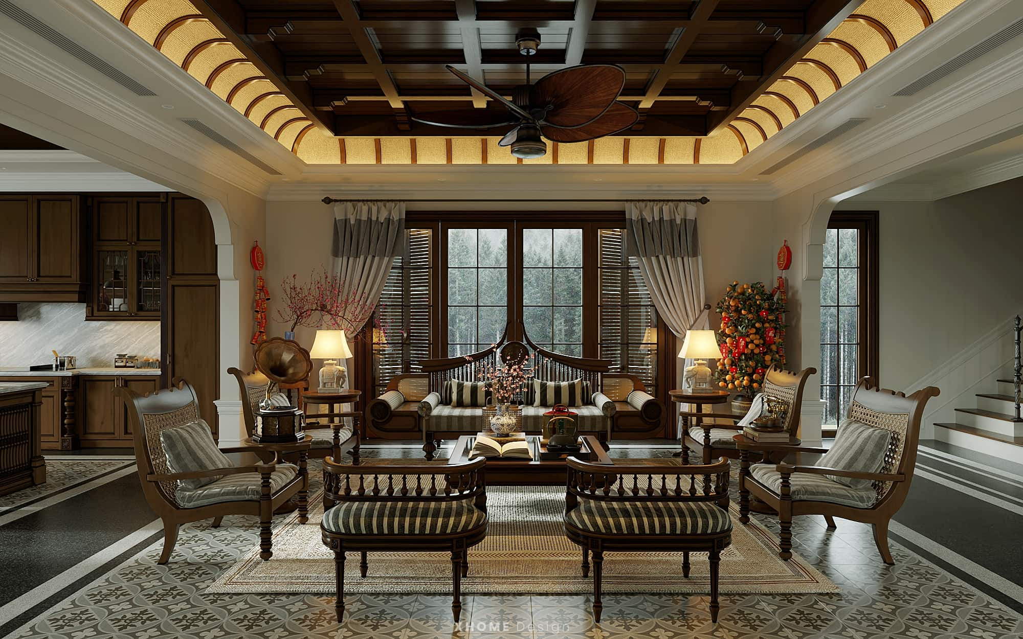 Phong cách Indochine chủ yếu sử dụng màu sắc ấm, khơi gợi cảm xúc