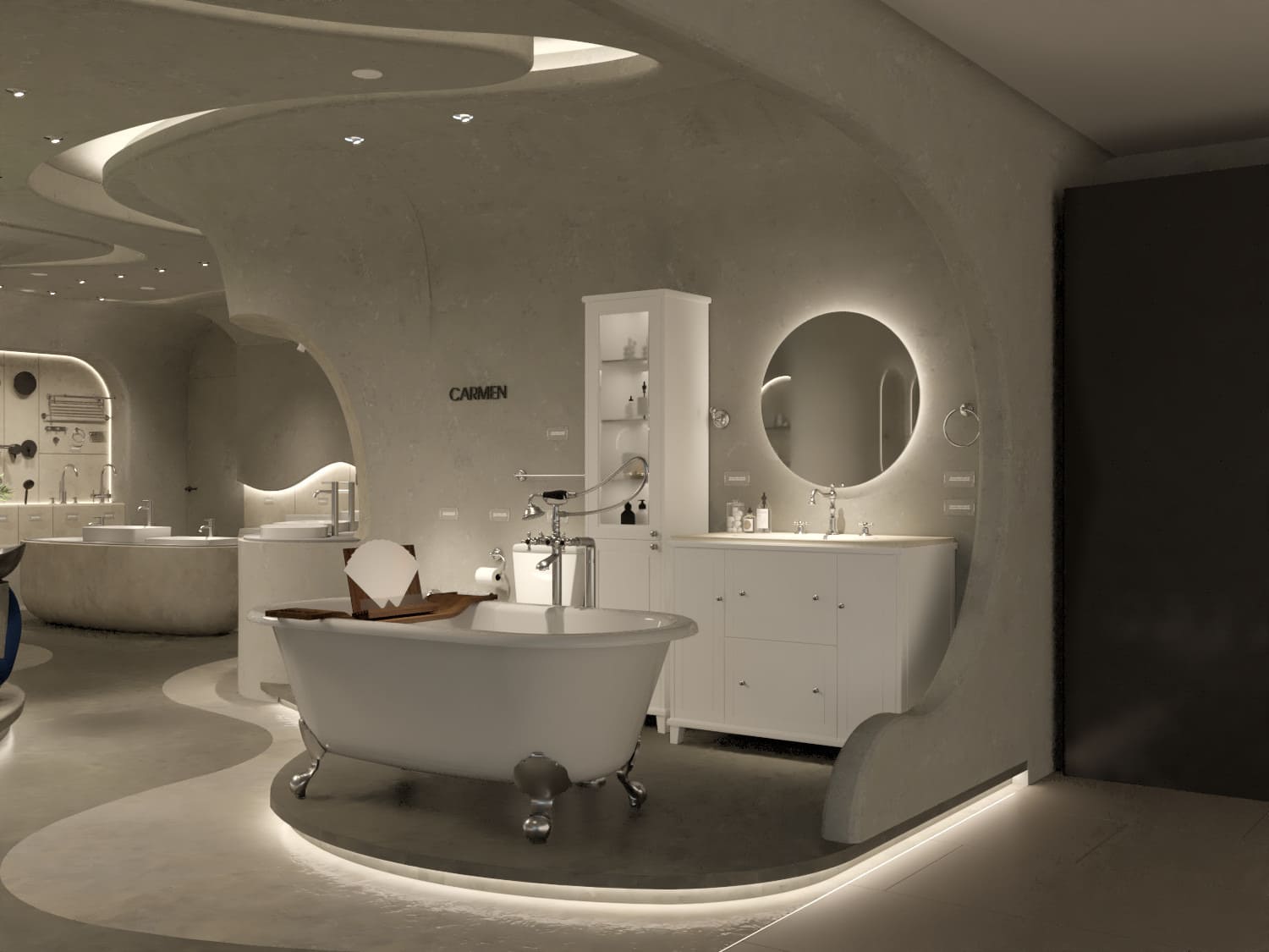 Tường, trần, các chi tiết đều được uốn cong