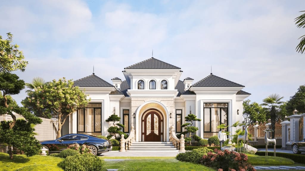 Biệt thự tân cổ điển 1 tầng sang trọng và bề thế