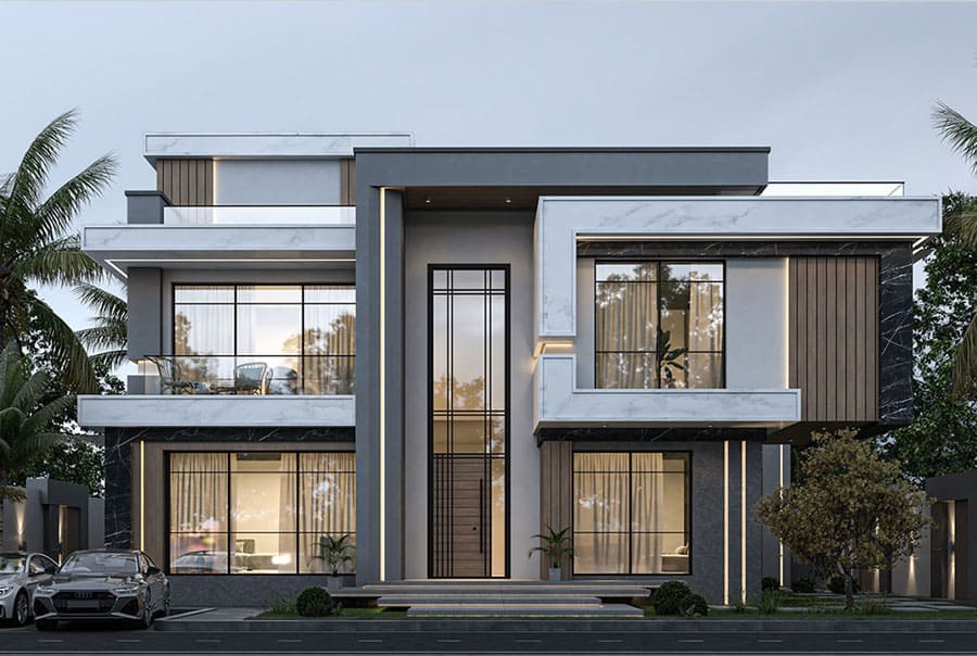 Biệt thự hiện đại 3 tầng đường nét mạnh mẽ và trẻ trung